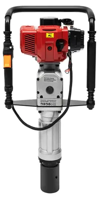 Zdjęcie produktu dla Wbudowarka do słupków ogrodzeniowych – silnik o pojemności 52 cm³ – moc 1900 W – energia uderzenia 25–45 J – 800–2800 uderzeń/min – czerwona