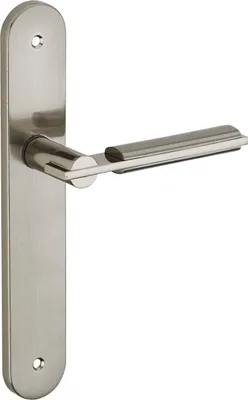 Image de Ensemble de poignées pour porte intérieure Gaia sans trou, carré 7mm, entr'axes 195mm, nickelé brossé - THIRARD
