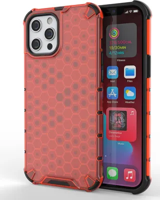 Produktbild von Mobigear Honeycomb iPhone 13 Pro Hülle Hardcase Backcover Stoßfest - Rot