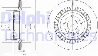 Produktbild von 2x DELPHI Bremsscheibe BG4270 für VOLVO XC60 (156) 50 9mm 302mm