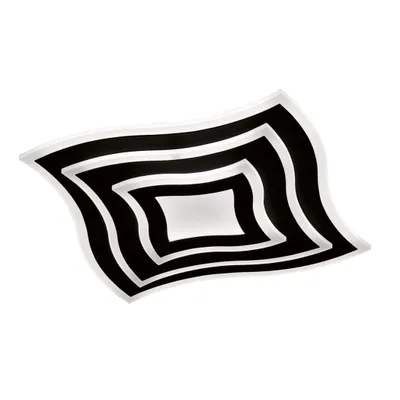 A product shot of a black and white patterned ceiling light.