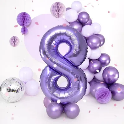 Immagine prodotto di Palloncino in foil numero 8 viola 100 cm