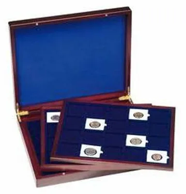 Produktbild von Münzkassette VOLTERRA TRIO deLuxe, für je 20 QUADRUM Münzkapseln, 50 x 50 mm, blau