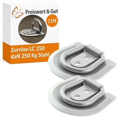 Produktbild von 2 x Zurröse Zugbelastung LC 250 daN 250 Kg Verzurröse Stahl Silber
