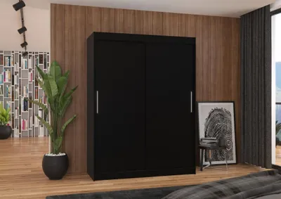 Obrázek produktu pro Šatní skříň s posuvnými dveřmi 150 cm GADRINA - černá