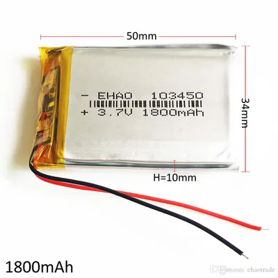 Produktbild von Wiederaufladbare LiPo Batterie 103450 3.7V 1800mAh | Für Bluetooth-Kopfhörer, Smartwatch, POS, Medizinische Geräte | Mit PCM-Schutz, Gelb