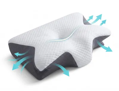 Produktbild von Ergonomisches Therapie-Nackenkissen aus Memory Foam, Orthopädisches HWS-Schlafkissen für Seiten-, Rücken- & Bauchschläfer, Atmungsaktiv und Waschbar