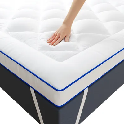Image de CASABEL Surmatelas Douceur 140 x 200 cm en Microfibre Respirante avec Liseré Bleu