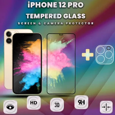Obrázek produktu pro ochranný kryt displeje a objektivu iPhone 12 PRO z tvrzeného skla 9H
