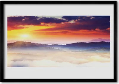 Produktbild von Bild 100x70 MDF-Rahmen Wandkunst Sun Mountain Landschaft