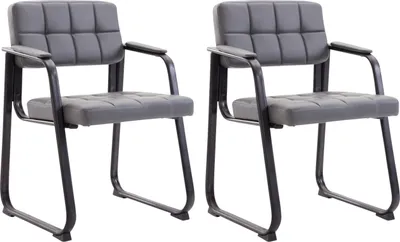 Produktbild von CLP 2er Set Besucherstühle Canada B Kunstleder mit Armlehne grau