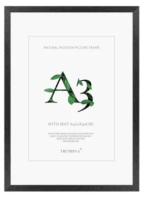 Immagine prodotto di Cornice per foto A3, legno MDF, nera, 29,7x42 cm