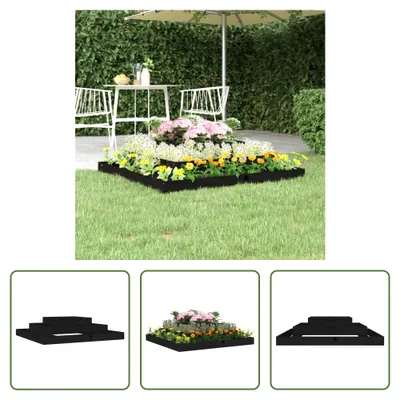 Image de The Living Store Bac à plantes Noir 110x110x27 cm Pin massif