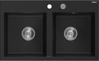 Obrázok produktu pre Mexen Hektor 2-komorový granitový drez 800 x 480 mm, čierny, chrómový sifón - 6521802000-77