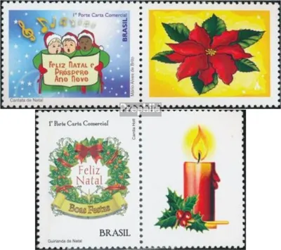 Produktbild von Briefmarken Brasilien 2010 Mi 3867Zf-3868Zf mit Zierfeld (kompl.Ausg.) postfrisch Weihnachten
