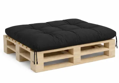 Zdjęcie produktu dla Poduszka Ogrodowa na Paletę 120x80 cm - Wodoodporna, na Ławkę i Huśtawkę, Czarna, Materiał Codura z Troczkami