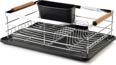 Obrázek produktu pro Odkapávač na nádobí z pochromovaného kovu Basic Kitchen BASIC 44 x 31,8 x 14,3 cm, stříbrný/černý, 1 ks
