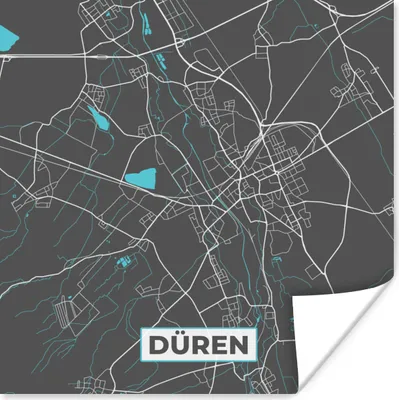 Produktbild von MuchoWow® Poster Deutschland - Blau - Düren - Stadtplan - Karte 100x100 cm - Babyzimmer