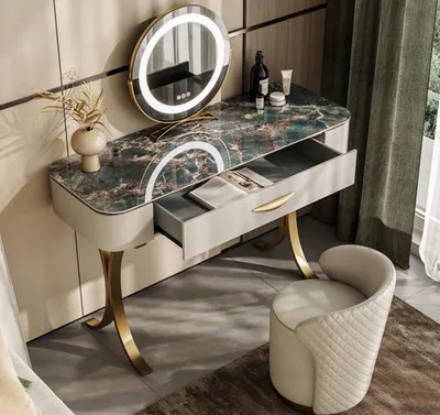 Image de Coiffeuse beige Designer Coiffeuse avec tiroirs