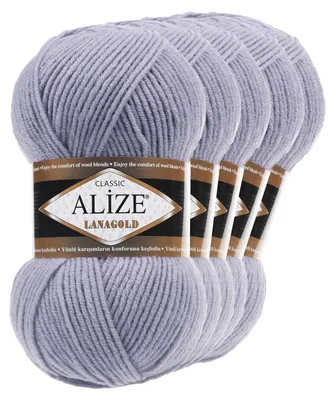 5 x 100g Strickgarn ALIZE Lanagold taubenblau