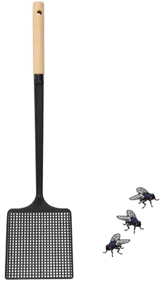 Image de Chasse-mouches Arti Casa avec manche en bambou, pour mouches, moustiques et autres insectes