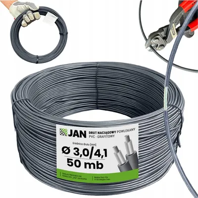 Obrázek produktu pro Napínací drát - drát s povrchovou úpravou - grafit - 50 M - vhodný pro pletivo - potažené PVC