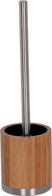 Produktbild von MSV WC Bürste aus Bambus H x B x T 37 x 8 x 8 cm Toilettenbürste mit Edelstahl Optik Griff und austauschbarem Bürstenkopf, Garnitur Plus hygienischem