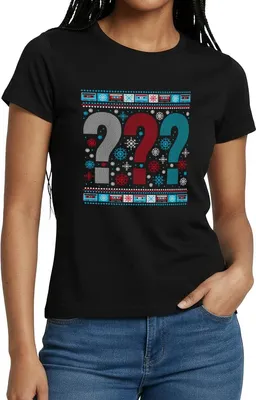 Produktbild von Spreadshirt Die Drei Fragezeichen Ugly Xmas Christmas Frauen T-Shirt, S, Schwarz