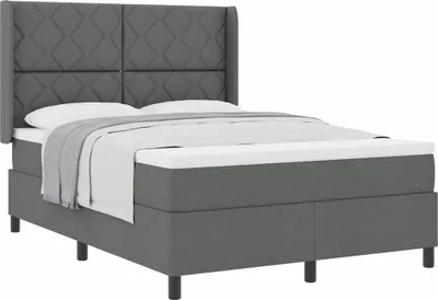 Productafbeelding van Boxspringbed met matras, donkergrijs, 140 x 200 cm, gestoffeerd