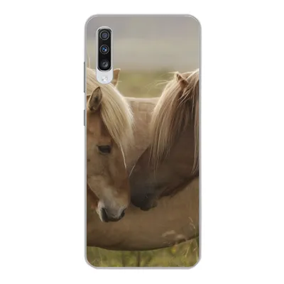 Produktbild von MuchoWow® Handyhülle Schutzhülle Hülle für Samsung Galaxy A70 Pferde - Gras - Braun Silikon Softcase Handy Hülle - Schutzhaube
