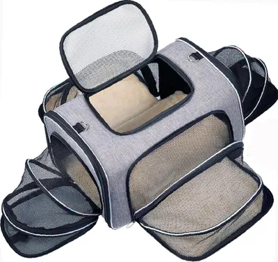 Produktbild von Katzentransporttasche Katzenreisetasche 4-seitig erweiterbare Transporttasche Katze Flugzeug Zugelassene reisefreundliche Haustiertasche für Katzen und kleine Hunde im Auto, Fahrzeug oder Zug