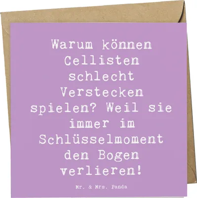 Produktbild von Mr. & Mrs. Panda doppelkarte Spruch Cello Schlüsselmoment - Lavendeltraum - Geschenk, Instrument, Musikinstrument, Bogen, Musiker, faltkarte, Glückwunschkarte, Lernen