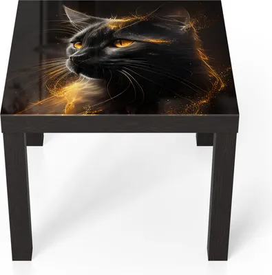 Produktbild von DEQORI Couchtisch 55x55 cm Schwarz 'Goldener Katzenglanz' Glas Beistelltisch Glastisch modern