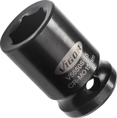 Imagen del producto de Vigor V5550S-15, llave, 1/2", métrica, 1 cabeza, 15 mm, acabado brillante