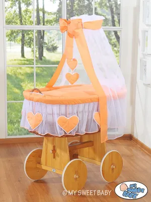 Obrázek produktu pro MY SWEET BABY Dětská postýlka Přírodní barva s baldachýnem a prémiovou matrací