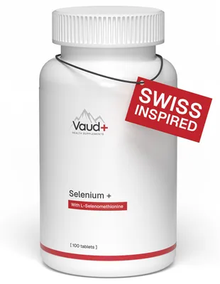 Produktbild von Vaud Selenium Forte - 200 mcg Selen (L-Selenomethionin) - Gut bioverfügbar - Unterstützt Immunsystem, Schilddrüse sowie Haare & Nägel - Tabletten