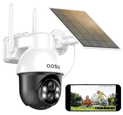Obrázek produktu pro Bezdrátová bezpečnostní kamera – rozlišení 2K – solární napájení – panoramatická PTZ (otáčení a náklon)