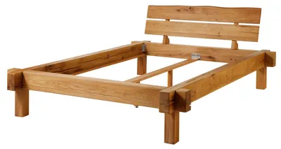 Immagine prodotto di MASSIVMOEBEL24 | JANGALI #710 Letto matrimoniale a travi in legno di quercia selvatica - oliato / natur 140x200