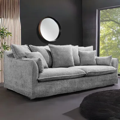 Produktbild von Hussensofa 3-Sitzer PARADISO 200cm Bouclé grau Federkern