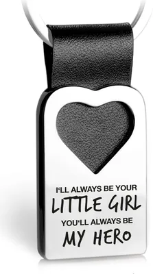 Produktbild von FABACH Herz Schlüsselanhänger mit Gravur aus Leder - Bester Papa - Vater Tochter Geschenk Anhänger für Vatertag und Geburtstag - Always Your Little Girl, Always My Hero