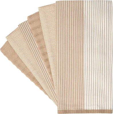 Produktbild von Bumble Küchenhandtücher - Geschirrhandtücher Handtücher Baumwolle – 6er Pack – XL Größe 50 x 70 cm – Edle, Weiche und Robuste Ringspinnbaumwolle in 3 Verschiedenen Texturen (Bräunen)