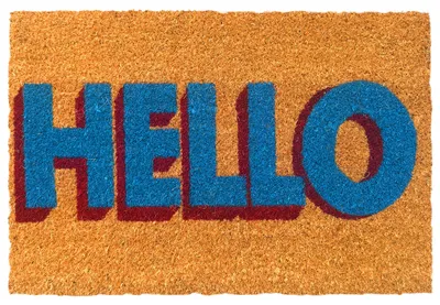 Image de Relaxdays, paillasson en fibres de coco, motif "HELLO", 60x40 cm, antidérapant, résistant aux intempéries, idéal pour essuyer les chaussures à l'intérieur et à l'extérieur, tapis de porte, disponible en plusieurs couleurs