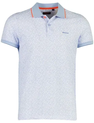Produktbild von Poloshirt New Zealand hellblau mit Blätterprint