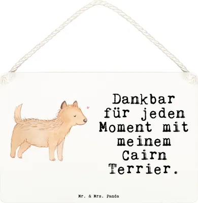 Produktbild von Mr. & Mrs. Panda Schild Cairn Terrier Moment DIN A6 - Weiß - Geschenk, wandtafel, Türschild, Wandbild Holz, kleine aufmerksamkeit, holzbild