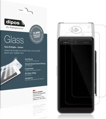 Produktbild von 2x Schutzfolie für Pax A8900 - Anti-Shock 9H Folie dipos Glass Kunststoffglas