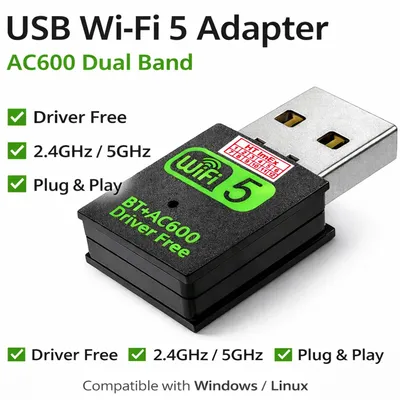 Produktbild von WLAN Bluetooth 2in1 USB Stick 600Mbit/S Adapter Mini PC