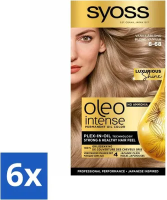 Produktbild von SYOSS – Oleo Intense 8-68 Vanilleblond – Haarfärbemittel – Ammoniakfrei – Grauabdeckung – Langanhaltende Farbe - Vorteilspack - 6 Stücke