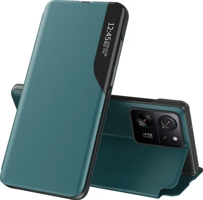 Produktbild von Dünn Flip Stand Cover Kunstleder Schutzhülle für Xiaomi 13T /13T Pro /Redmi K60 Ultra Grün