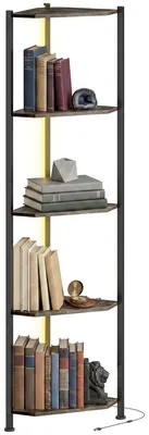 Immagine prodotto di HOMCOM - Libreria a 5 ripiani, angolare, con illuminazione a LED, ideale per il soggiorno