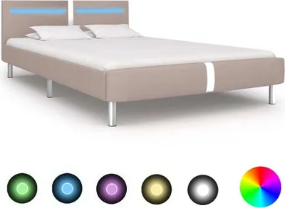 Produktbild von The Living Store Bettgestell mit LED Cappuccino-Braun Kunstleder 120x200 cm